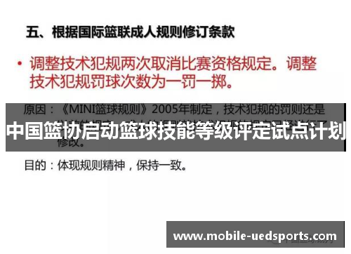 中国篮协启动篮球技能等级评定试点计划